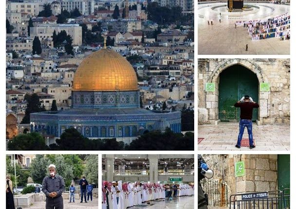 صور غير مسبوقة لصلاة التراويح بالحرم المكي والمسجد الأقصى في القدس بلا جموع
